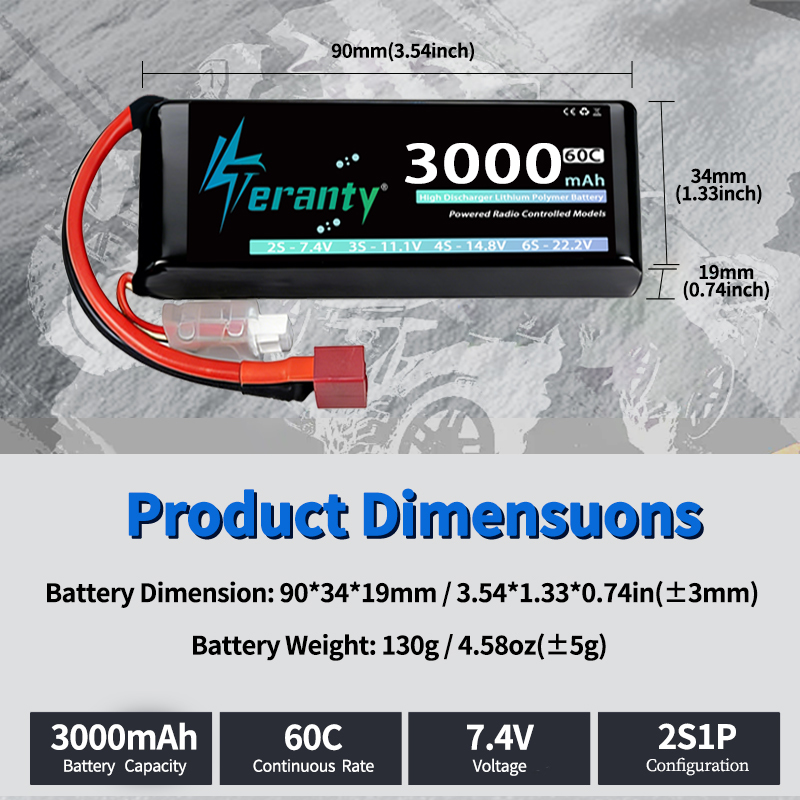 Batería Lipo TERANTY 2S 3000mA - Rc Hobby Models reseña y precio